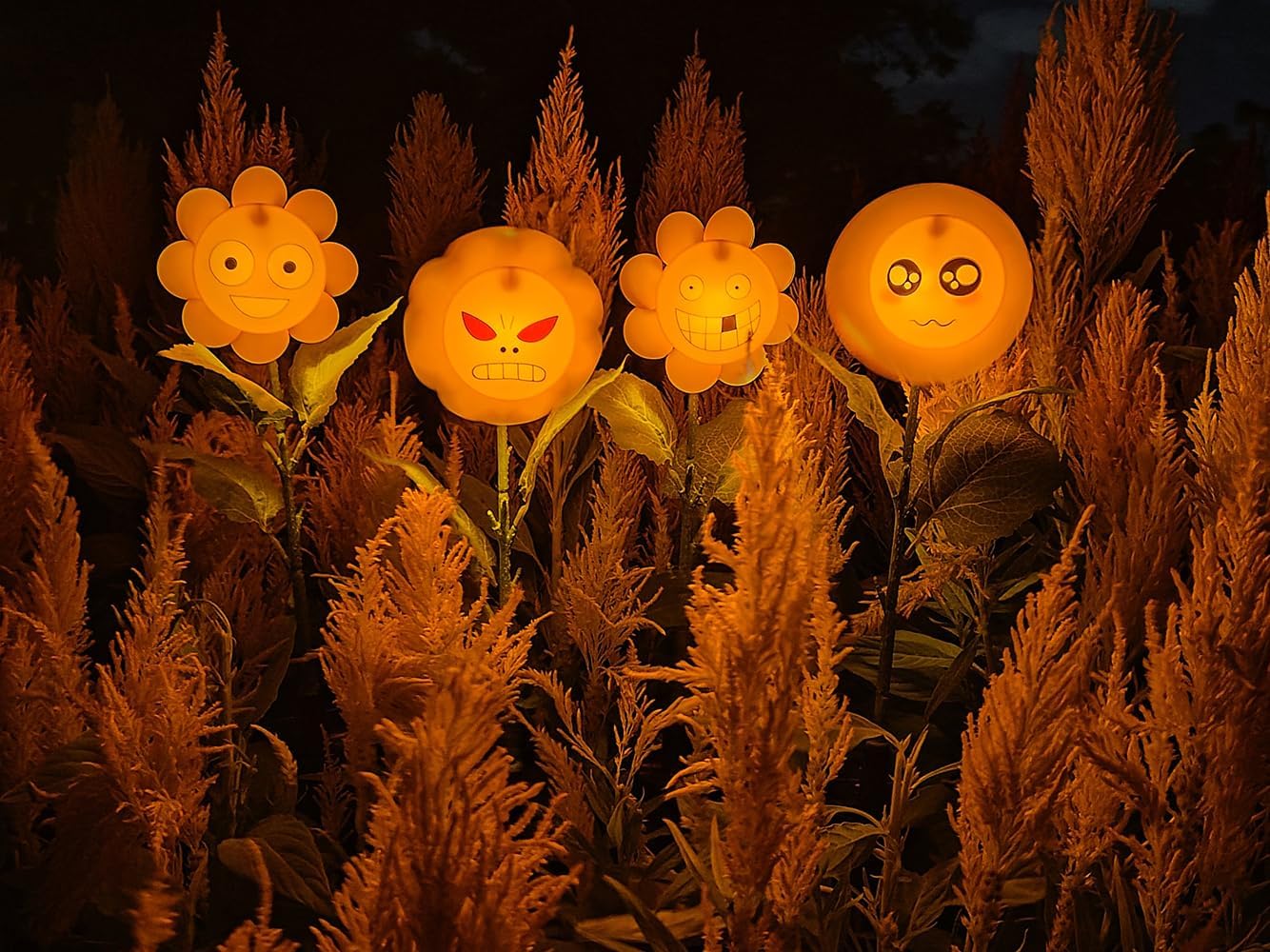 Single Pack Personified Bobble Face Wind Spinners Sunflower Solar Light Outdoor with Funny Smiling Face - Garden Decor Gift, Waterproof Auto-On/Off Pathway, Lawn, Yard Stake Light for Decorations