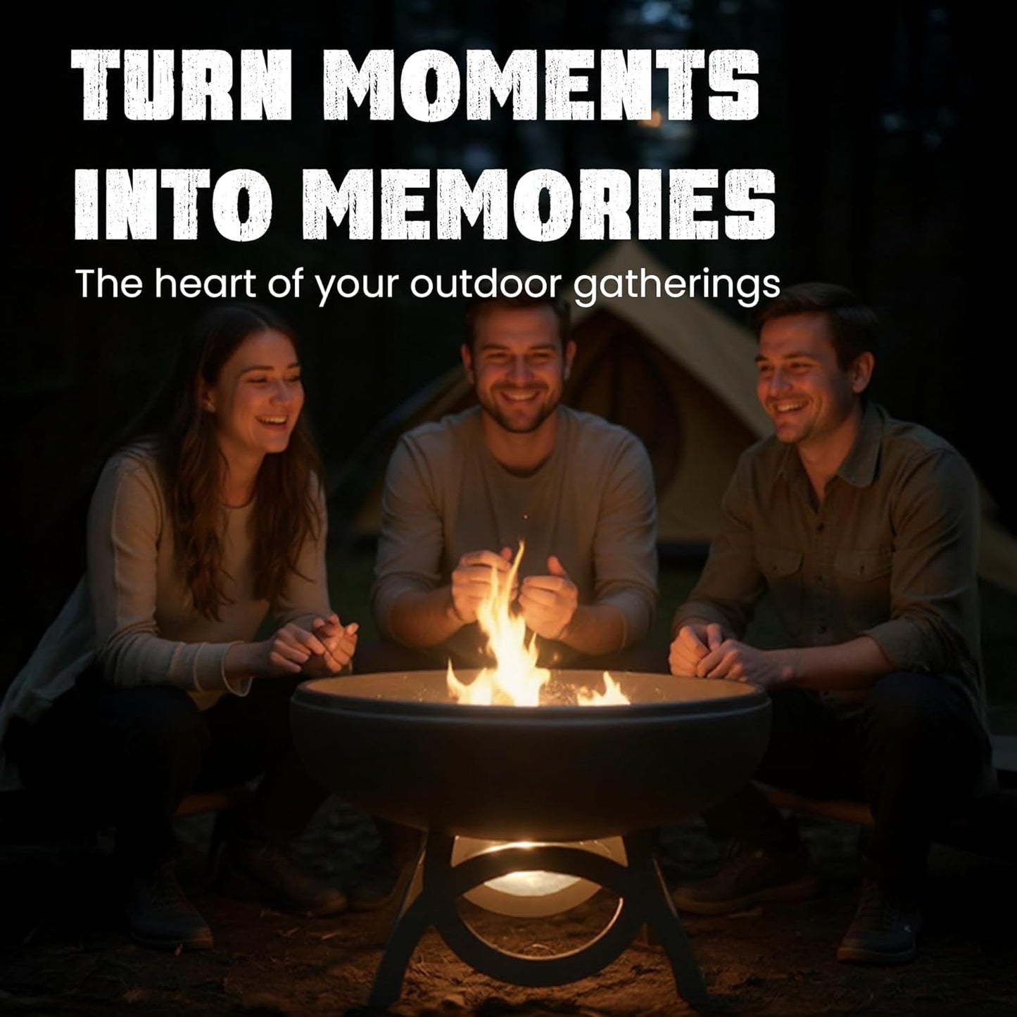 Liberty Fire Pit – Ohio Flame Wood Burning Outdoor Fire Pit - 42" Diameter with Curved Base (Made in USA)