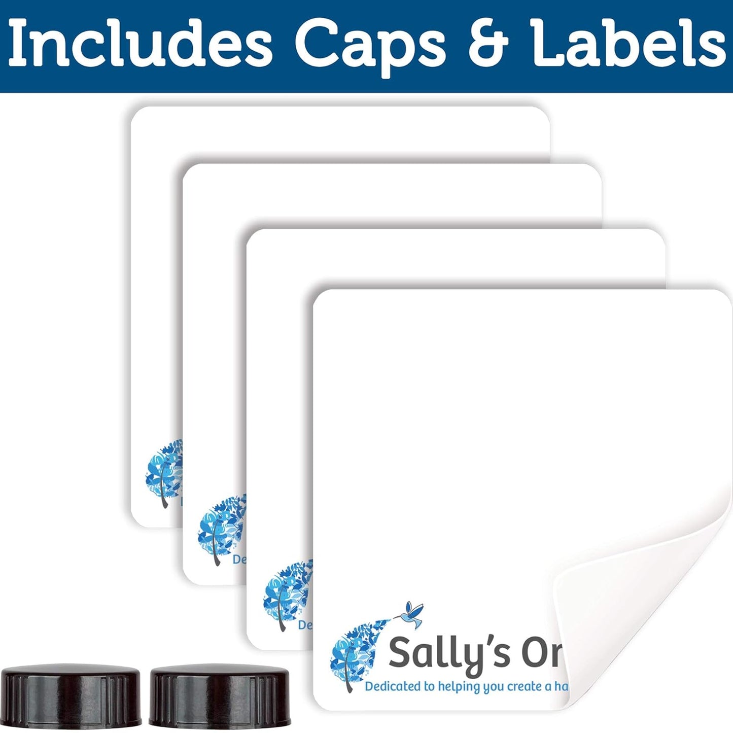 Sally's Organics Empty Amber Glass Spray Bottles - 2 Pack - Large 16oz Refillable Bottle for is Great for Essential Oils, Plants, Cleaning Solutions, Hair - Durable Nozzle - Fine Mist/Stream Setting