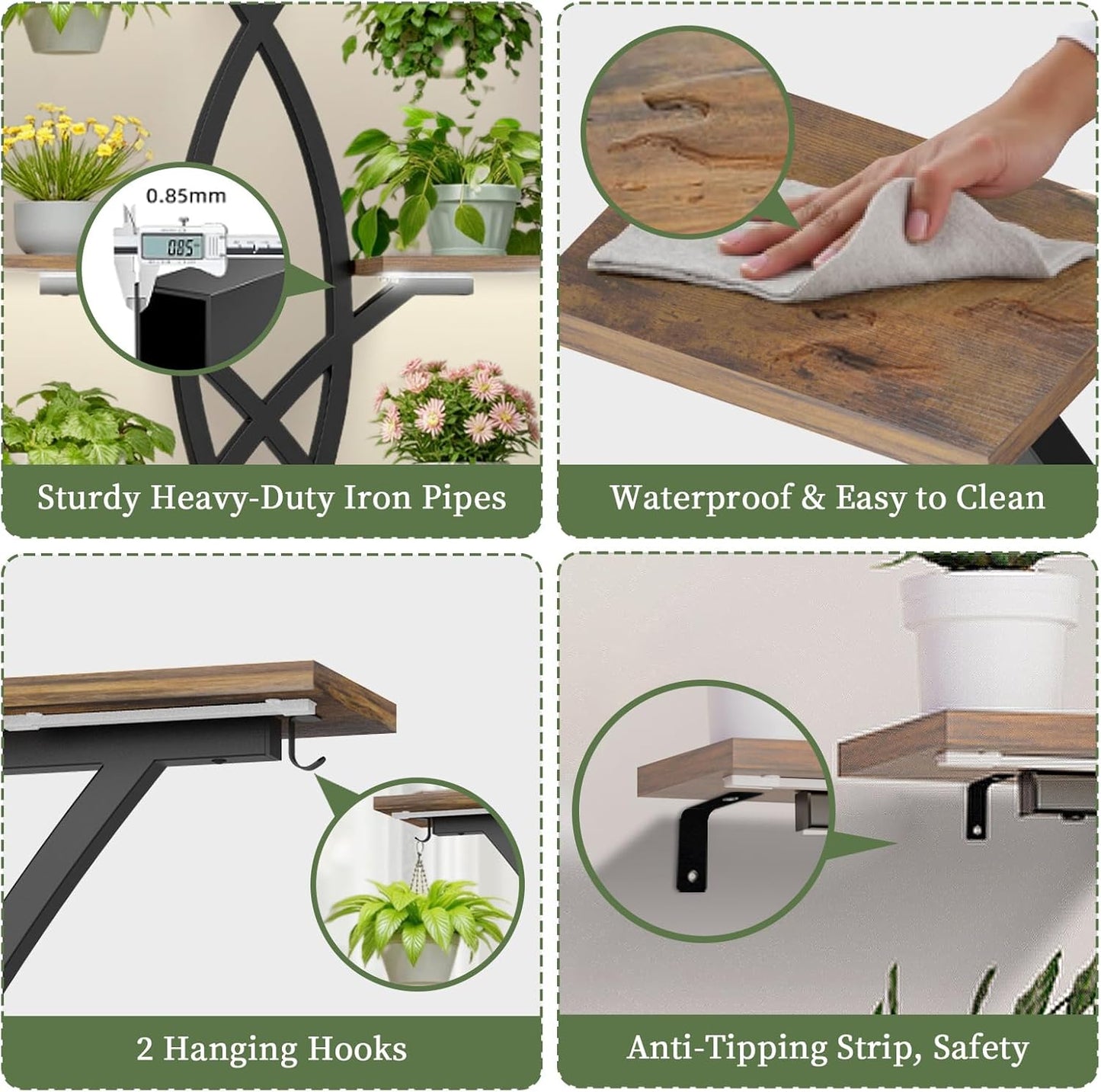 Plant Stand Indoor with Grow Lights - 8 Tiered Plant Shelf with Storage Drawer, 65" Tall Plant Shelf with Grow Light & 2 Hooks, Corner Plant Stand for Indoor Plants, Metal Plant Holder for Home, Patio