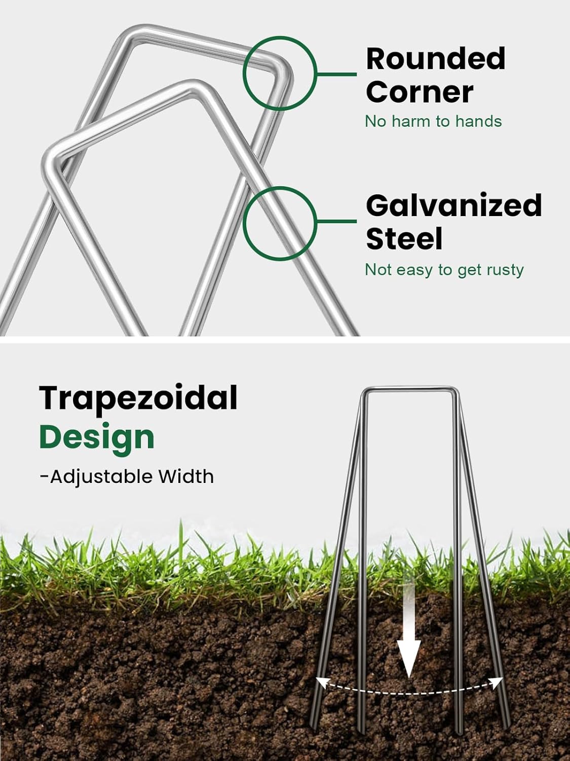 GROWNEER 4 Inch 100 Pack Landscape Staples Heavy Duty 11 Gauge Galvanized Steel Garden Stakes Staples Securing Pegs for Securing Weed Fabric Landscape Fabric Netting Ground Sheets and Fleece