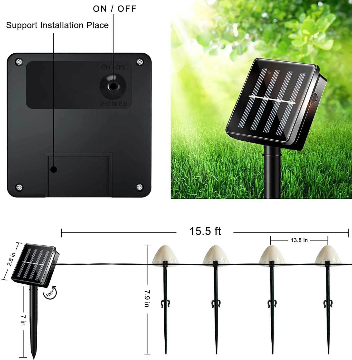 Outdoor Solar Garden Lights, Set of 12 Mini Solar Mushroom Light Outdoor Waterproof Cute Mushroom Shaped Pathway Landscape Lights for Yard Patio Garden Party Wedding Festival Decoration （Multicolor