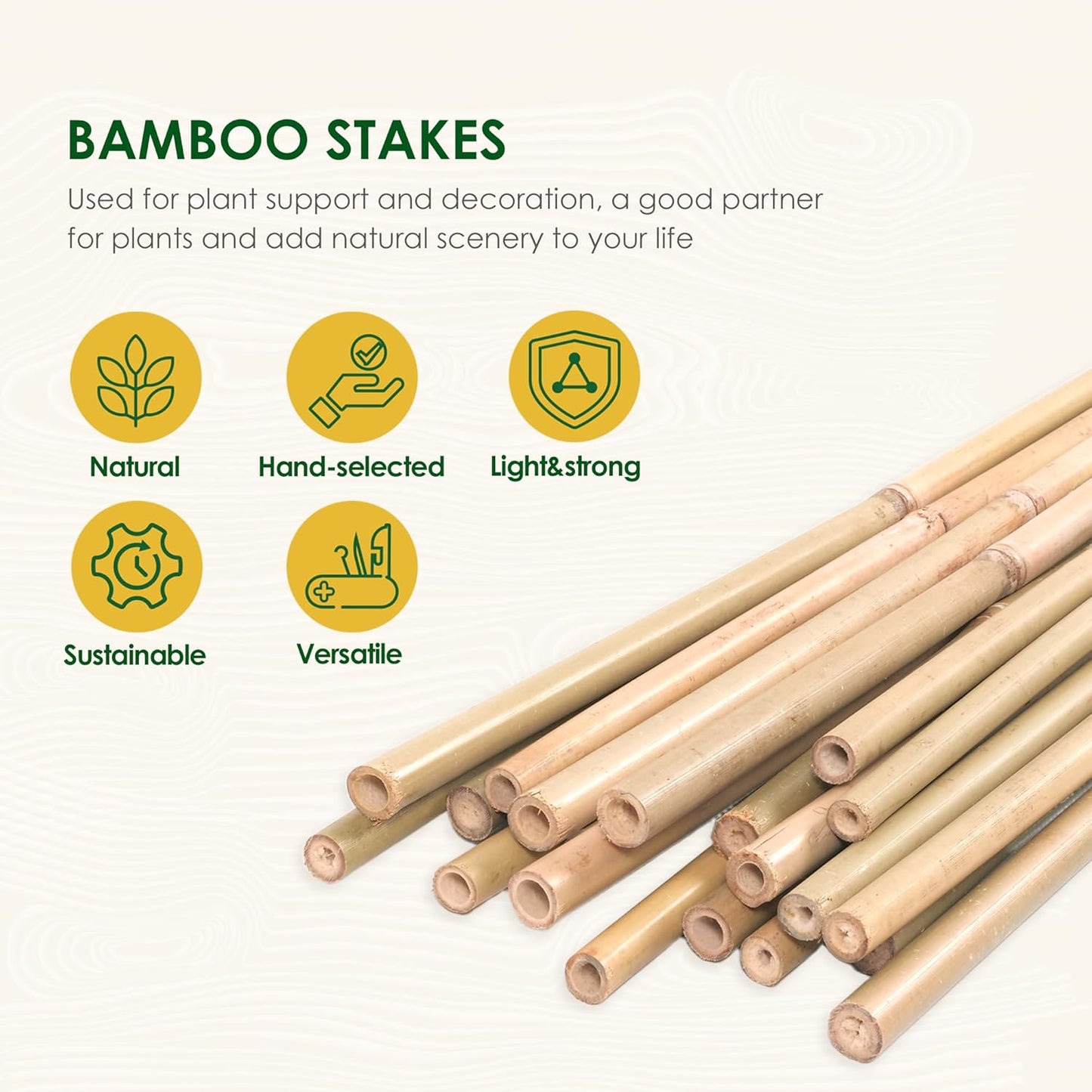 Bamboo Stakes 3ft, 50 Pack Bamboo Garden Stakes 3 Feet, Natural Plant Stakes for Tomatoes and Climbing Plant Support, Bamboo Sticks for Plants