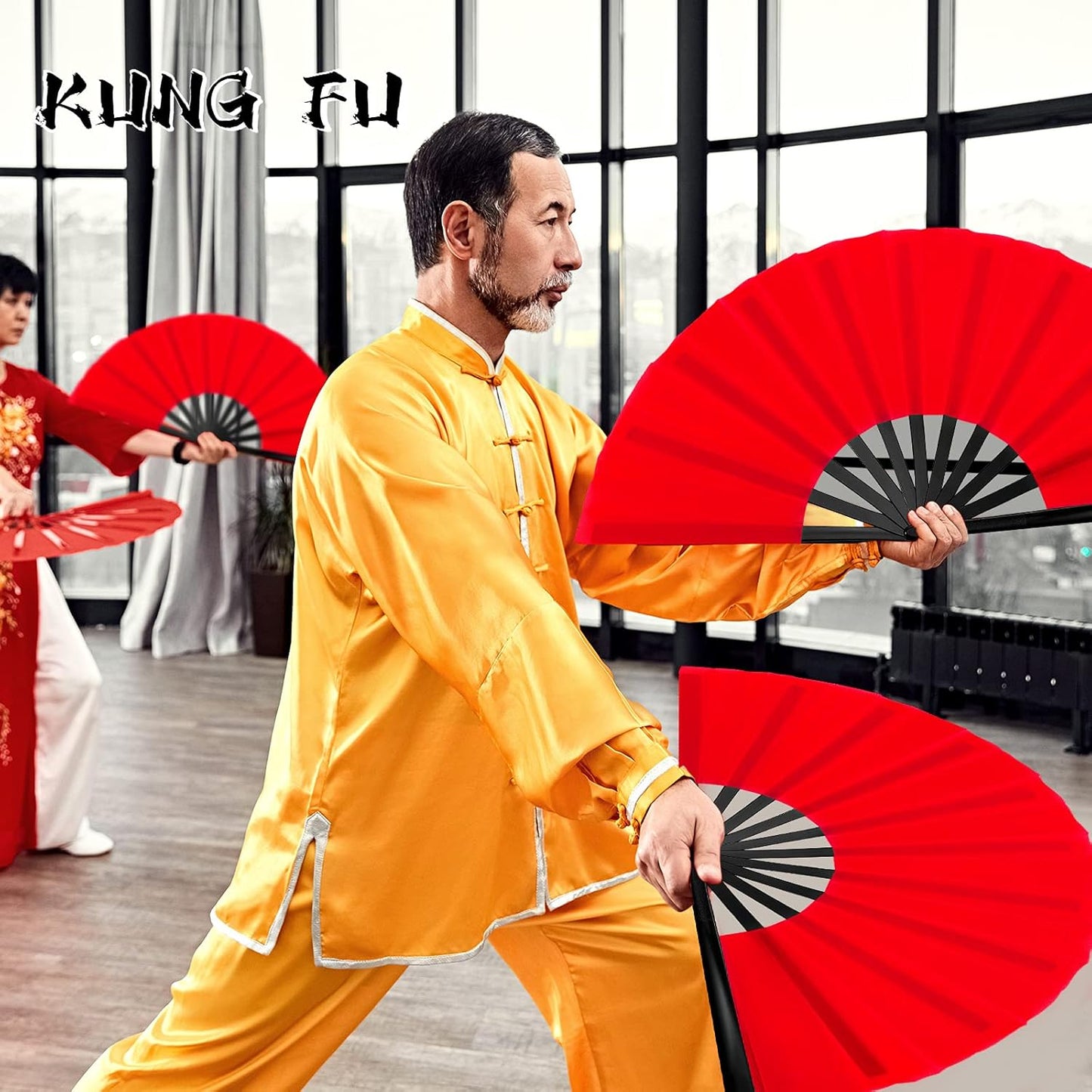 Blulu 4 Pcs 13 Inch Large Folding Hand Fans Bulk Clapping Popping Rave Fans for Kids Women Men for Dancing Boots on The Ground Festival Party Decoration(Classic Style, Blue, Rose Red, Green, Red)