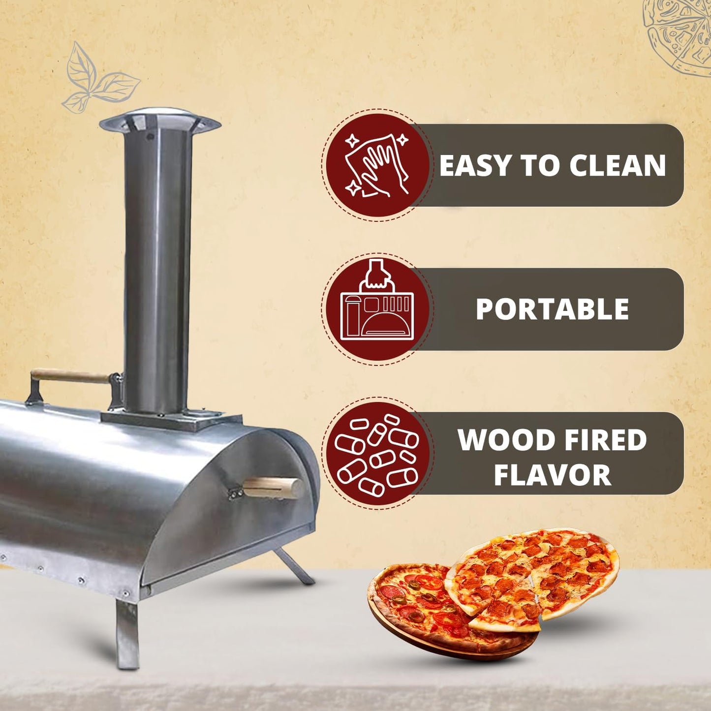 Outdoor Pellet Pizza Oven - Original Pellethead PoBoy Wood Fired Portable Grill with Peel, Blower, 13" Pizza Stone Accessories Kit