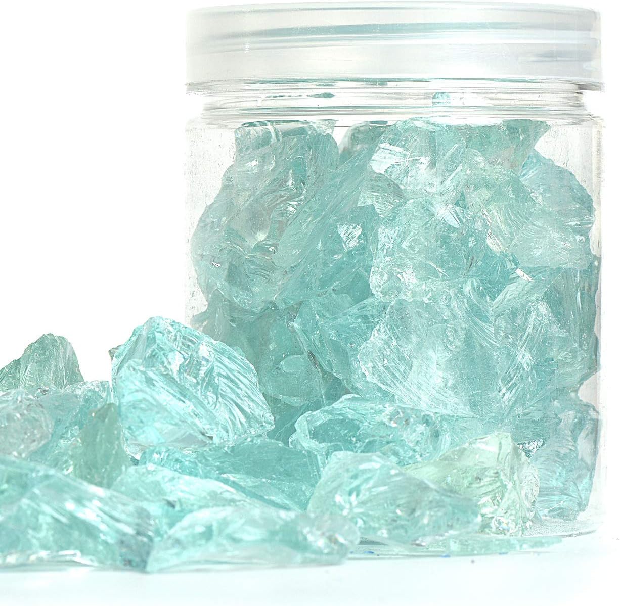 High Luster Reflective Fire Glass Gravel,Fire Gems,Fire Drops,Fire Glass Pebbles Stones Beads Chips for Fire Pit Fish Tank Aquarium Garden,1-2cm,540g/1.19lb (Water Green)