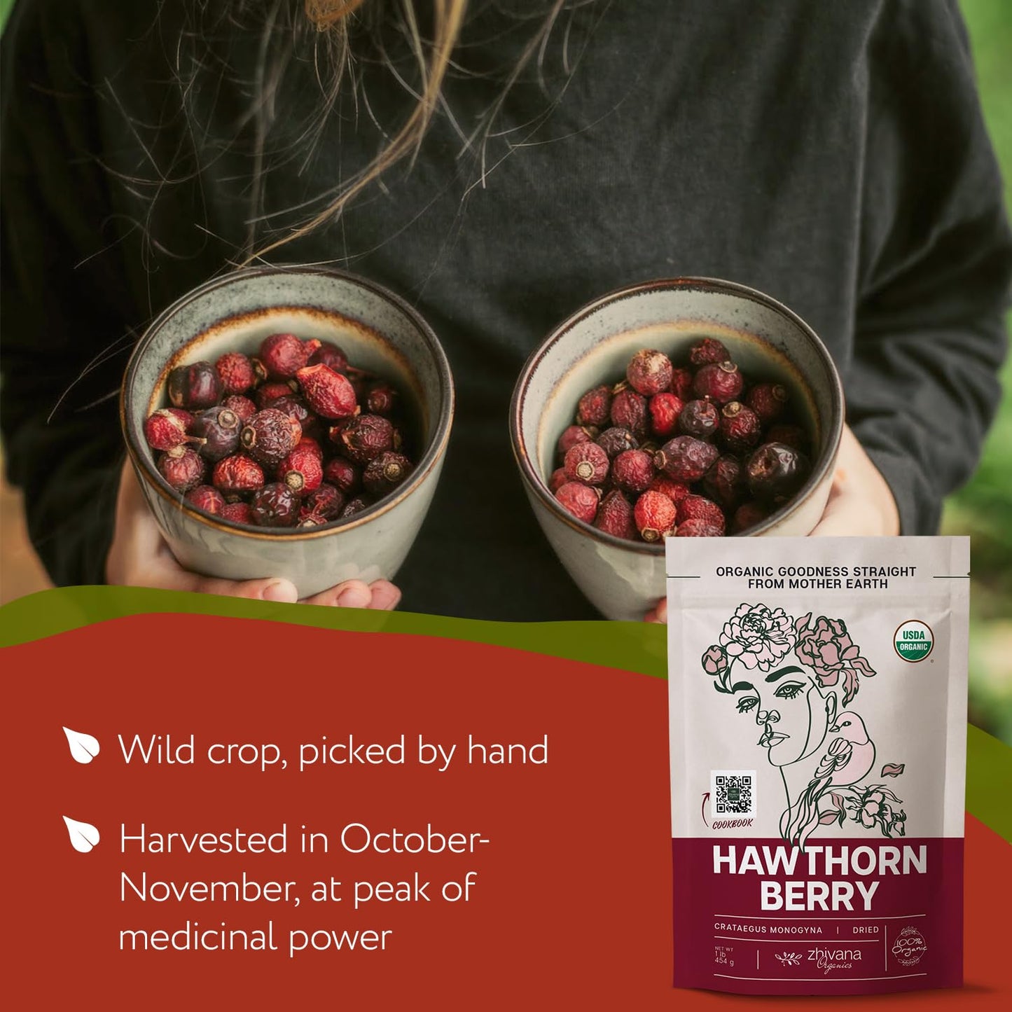 Organic Hawthorn Berry Tea (16 oz.) - Hawthorn Tea, Hawthorne Berries - High Blood Pressure, Heart Health Support, Relaxation