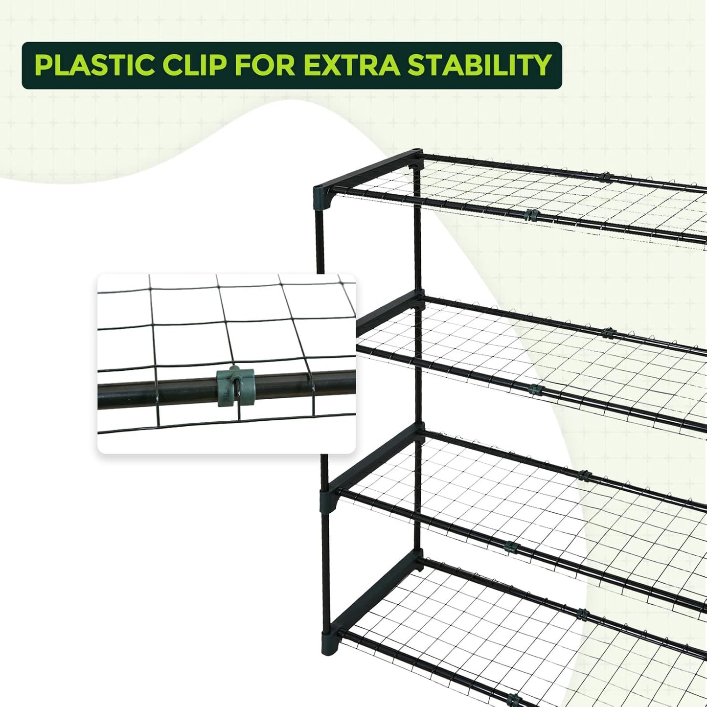 EAGLE PEAK Greenhouse Shelving Staging Double 4 Tier, Outdoor/Indoor Plant Shelves, 35"x12"x42", Green