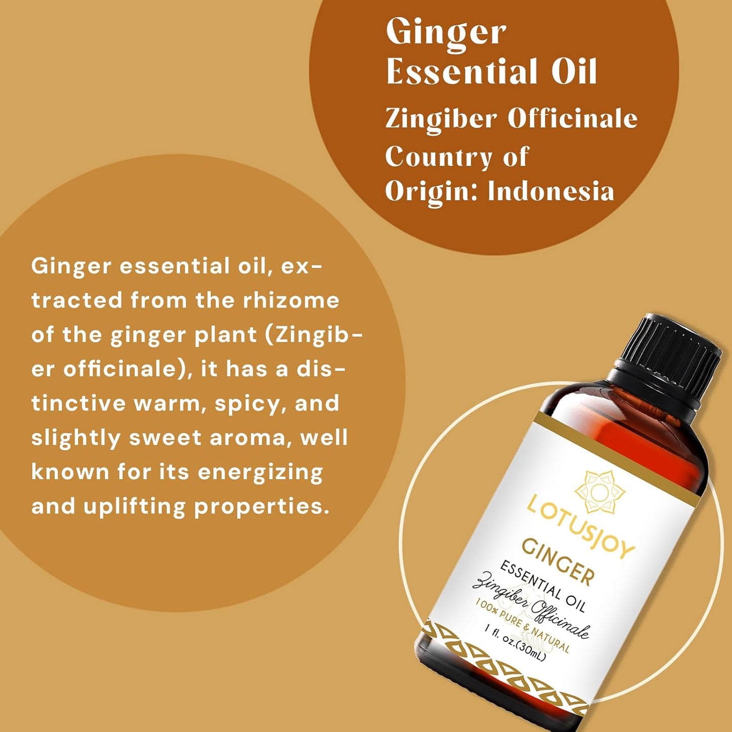 Ginger Essential Oil for Hair Growth Lymphatic Drainage Massage Diffuser- 1 Oz