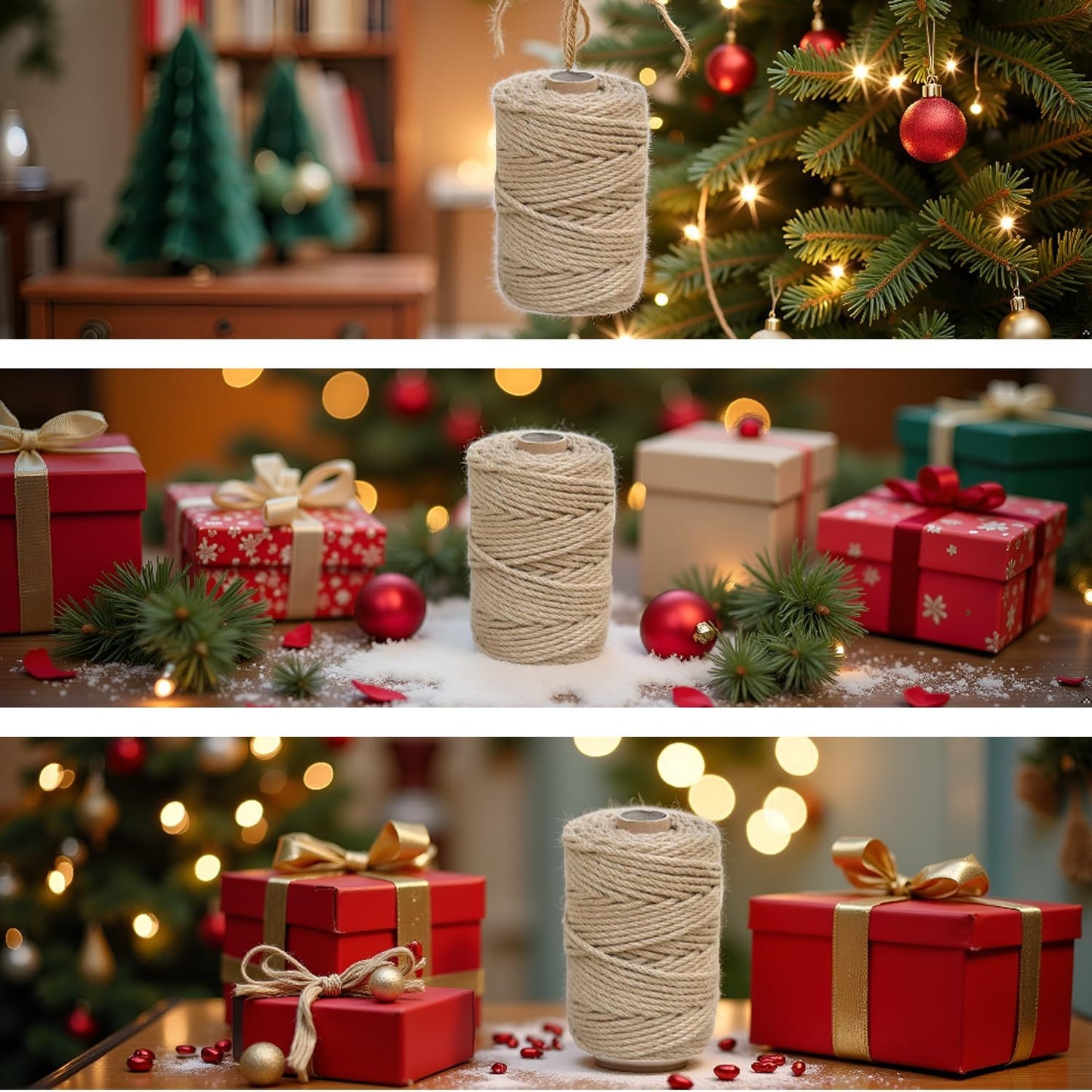 1/6 in (4 mm) X 328 Ft (100 Meters) Jute Twine Rope String for Home Decorating, Cat Scratcher Post Tree, DIY Arts Crafts, Garden, Binding, Packing Material