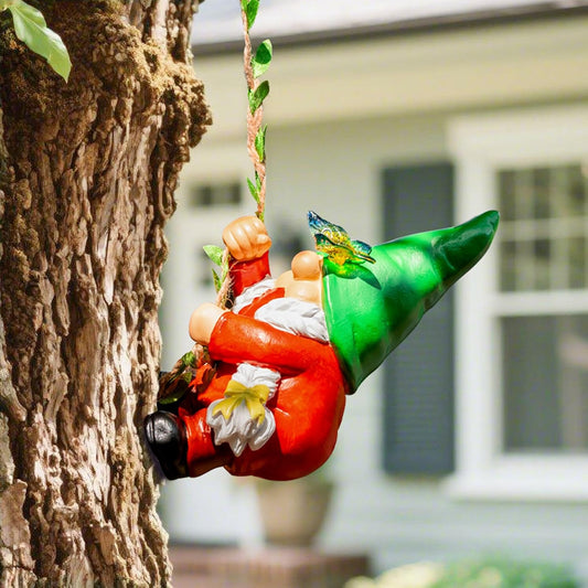 Hanging Gnome Garden Statue Climbing Garden Gnomes Lady with Butterfly Decoration Tree Hugger for Outdoor Lawn Home Patio Yard Birthday Christmas Gardening Gifts for Mom Women