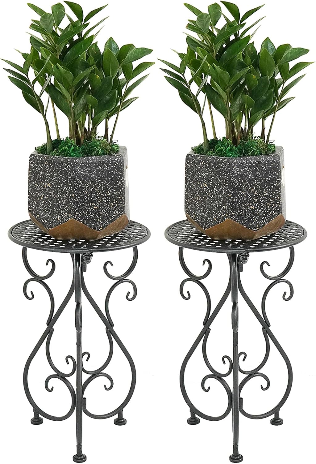 Metal Plant Stands 2 Pack, Heavy Duty Plant Pedestal 17" Tall, Single Flower Pot Holder for Indoor, Outdoor, Patio, Porch, Garden, Balcony, Black
