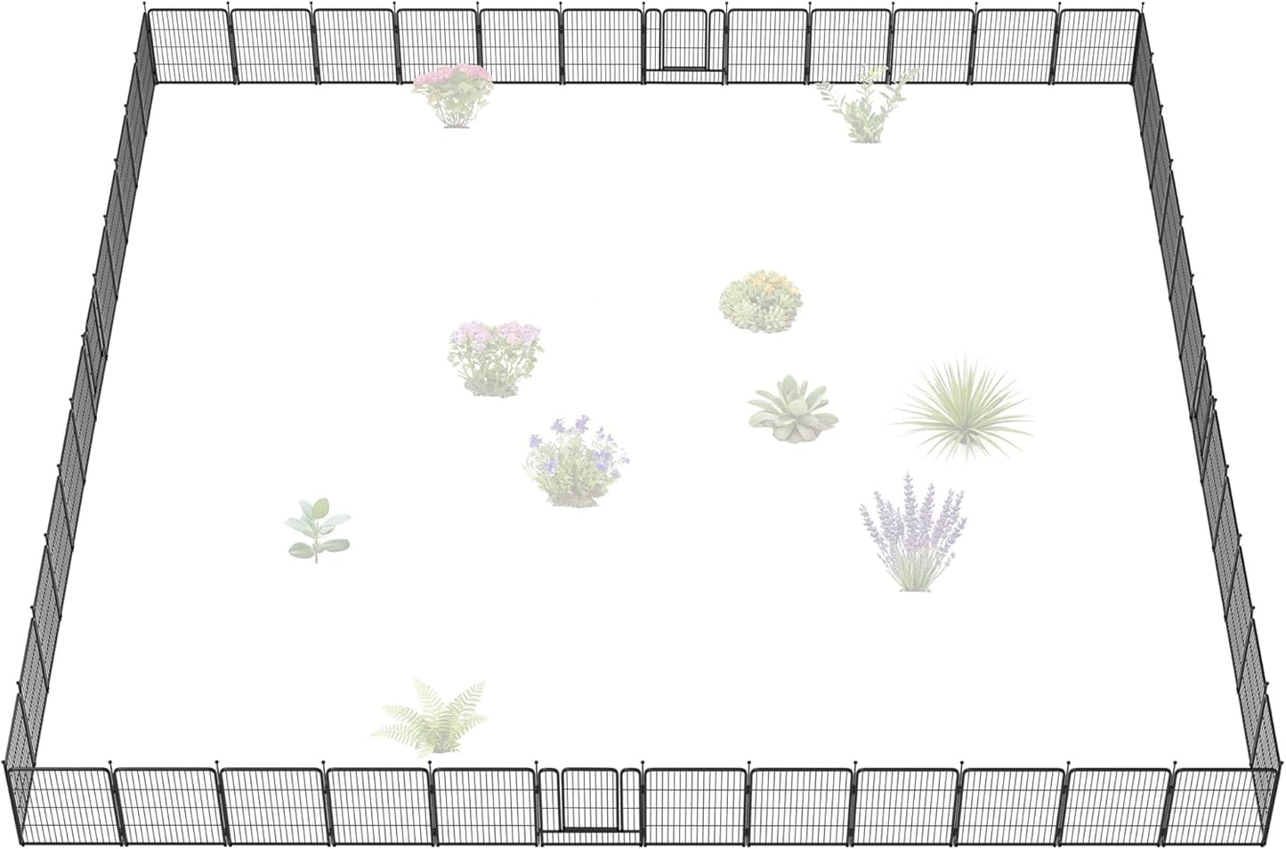 FXW Garden Fence Outdoor for The Yard – 32in(H) x 109.4ft(L) Heavy Duty Metal Animal Barrier for Dog and Rabbit, Decorative Dog Fence, 48 Panels, Black