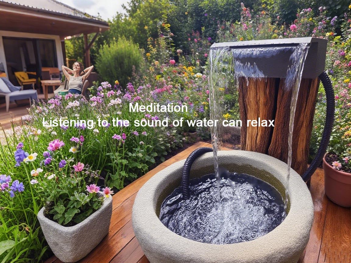 Stainless Steel Waterfall Spillway, APP Control Multi-Color LED Light Outdoor Pool Fountain, Water Spillway Koi Pond Waterfalls Fountains Kit for Garden Patio Swimming Pool Decoration-11.8"