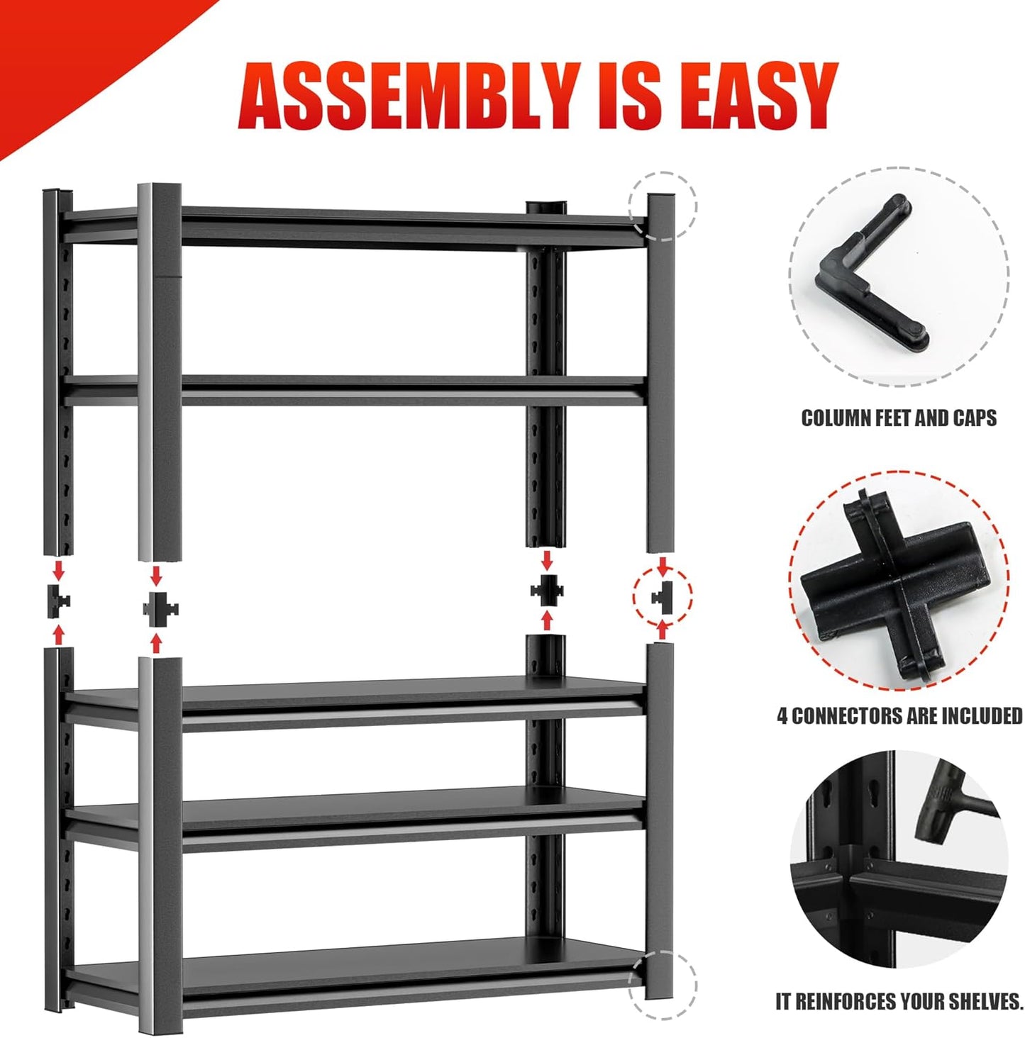 Storage Shelves Garage Shelving Heavy Duty - 72''H Garage Shelves Adjustable 5 Tier Metal Shelving Unit Storage Rack Shelving Industrial Utility Shelf 16" D x36 W x72 H（5 pcs）