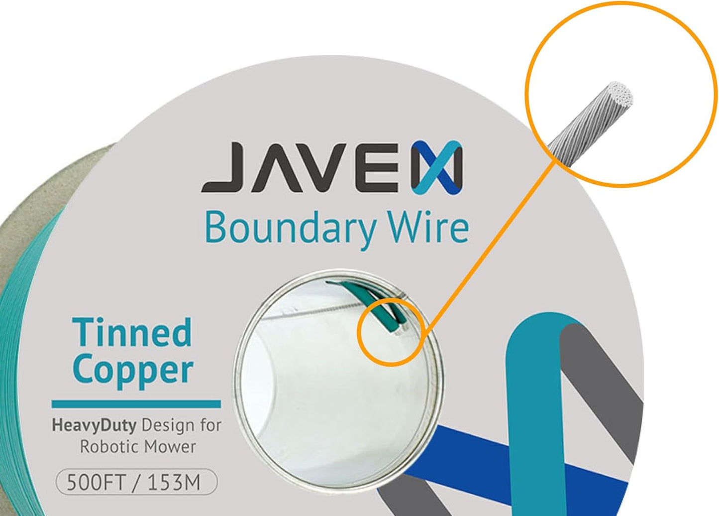 JAVEX Robotic Mower Boundary Wire [SupremeShield Protection]- Tinned Copper, Universal for Gardena, Husqvarvna, Worx & Other Auto-Mower Brands Installation Kit [3.8mm, 24x0.25mm, 3xShield], 328Ft