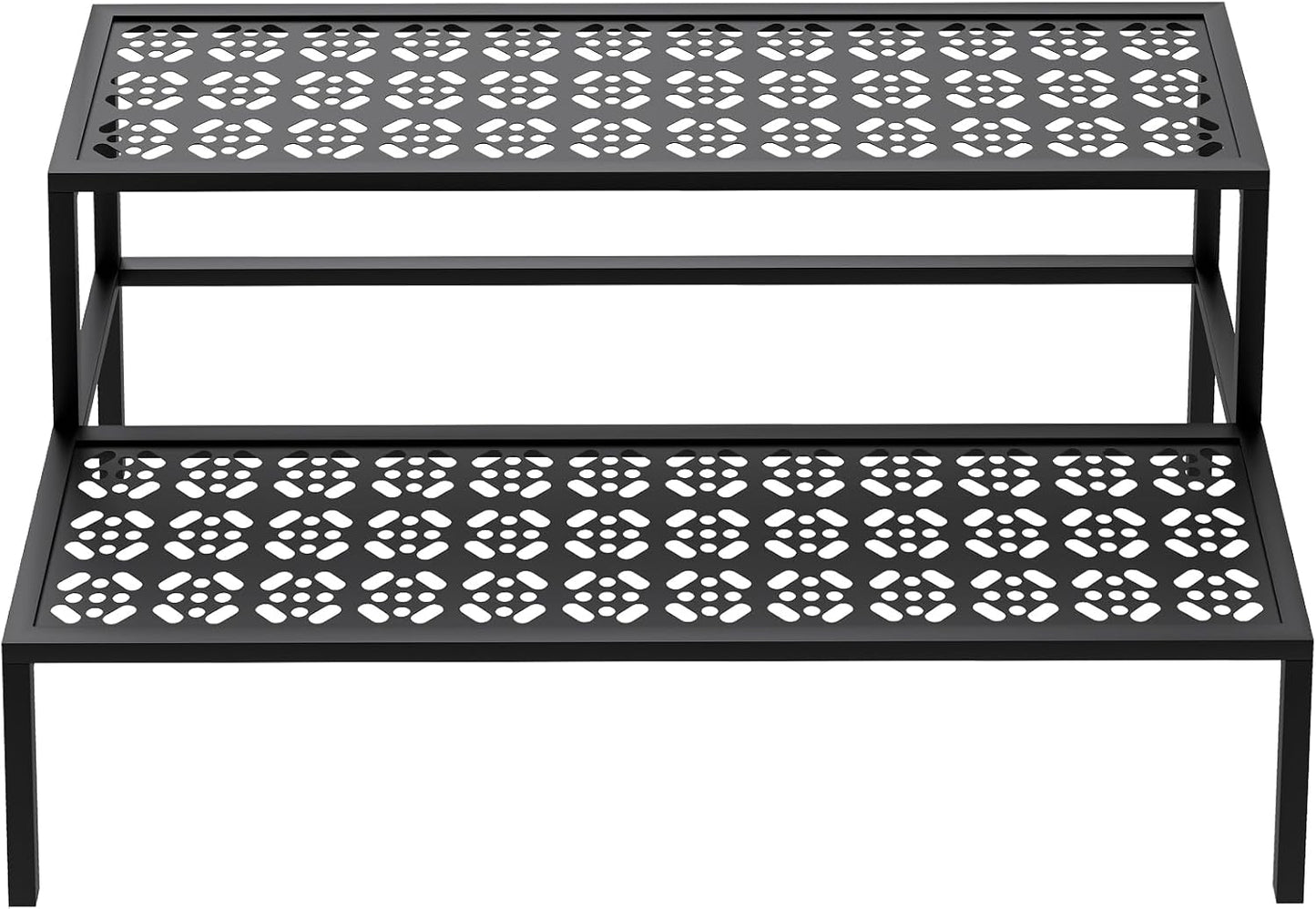 aboxoo Metal Plant Stand 2 Tier Potted Multiple Flower Pot Holder Plant Shelf Indoor Plants Multiple,Outdoor Heavy Duty Planter Display Shelving Unit for Patio Garden Corner Balcony(Black)