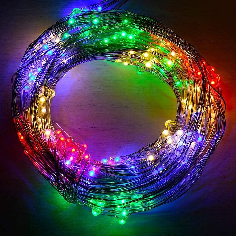 2 Pack Solar Powered Fairy String Lights Outdoor Waterproof 8 Modes Twinkle Christmas Decorations Lights, Each 33ft-100LED, 40ft-120LED, 66ft-200LED, 80ft-240LED, (Multicolor, 66)