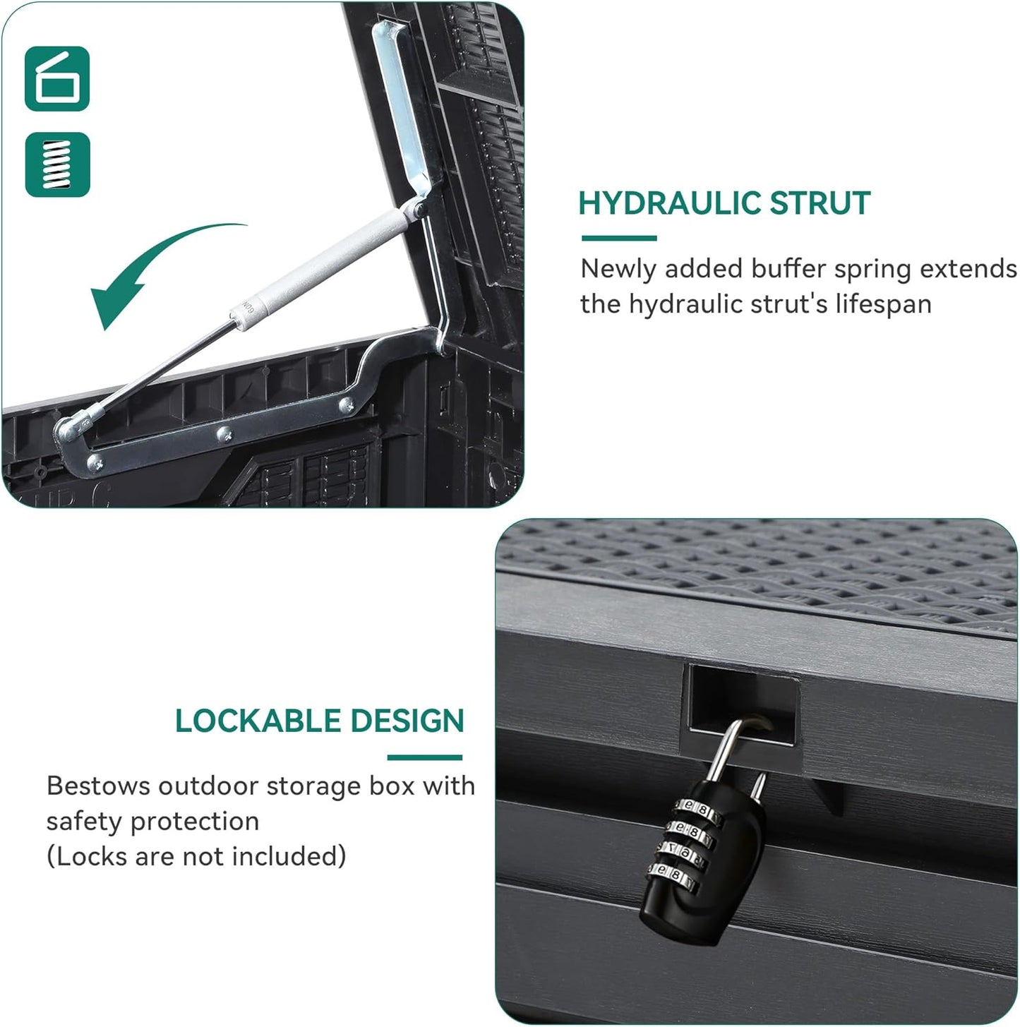 YITAHOME 100 Gallon Large Resin Deck Box Outdoor Storage Boxes for Patio Furniture, Outdoor Cushions, Garden Tools and Pool Supplies-Waterproof,Lockable (Dark grey)