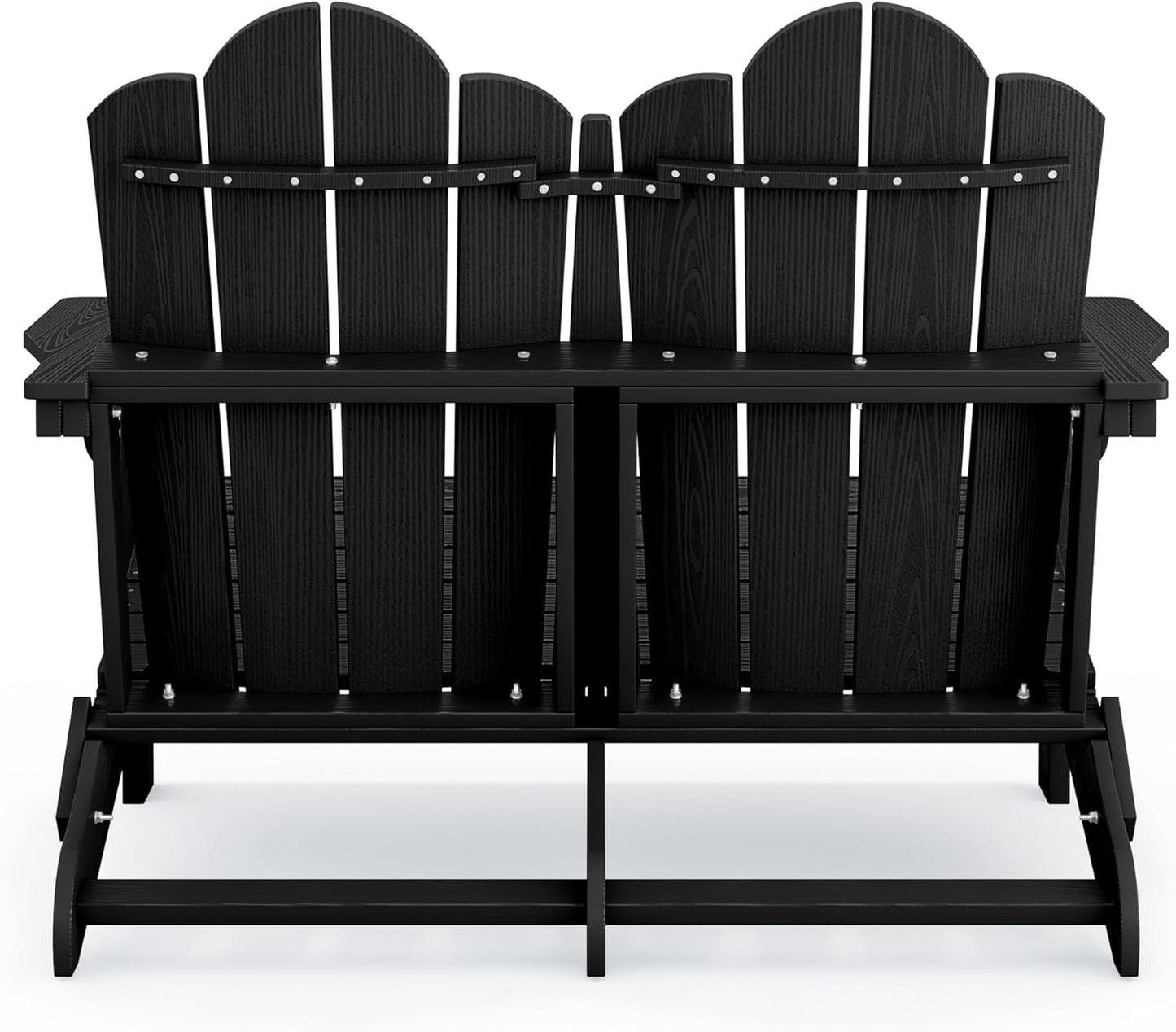 SERWALL Folding Adirondack Bench, HDPE All-Weather Adirondack Loveseat Set of 2, Black