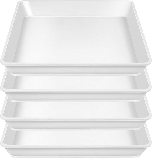 4 Pack Square Plant Saucer 18 Inch, Durable Plastic Plant Saucer, Heavy Duty Plant Pot Saucers, Planters for Indoors and Outdoors Plants，Large Deep Plant Trays for Pots,