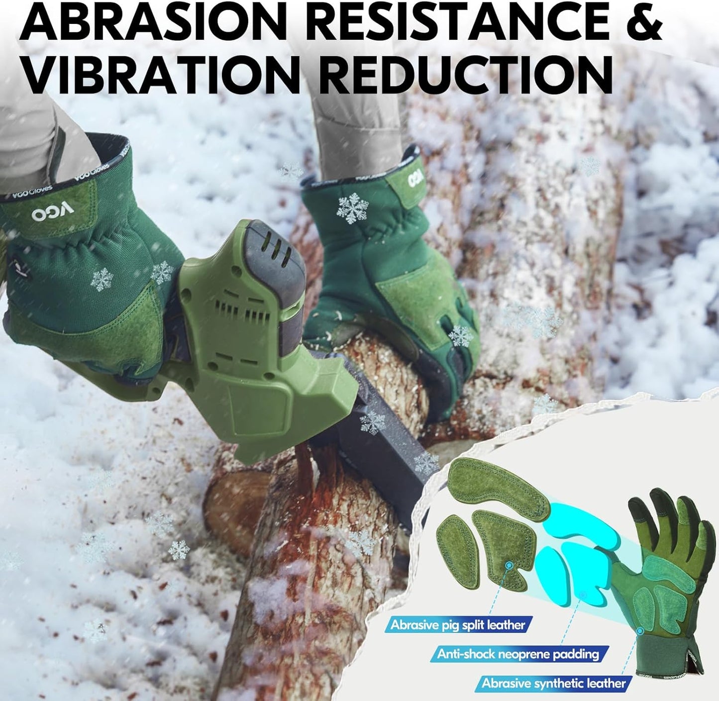 Vgo... Winter Gardening Gloves Women,Safety Work Gloves, Puncture-proof,Thornproof,Touchscreen(1 Pair,L,Green,SL7471FLWP)