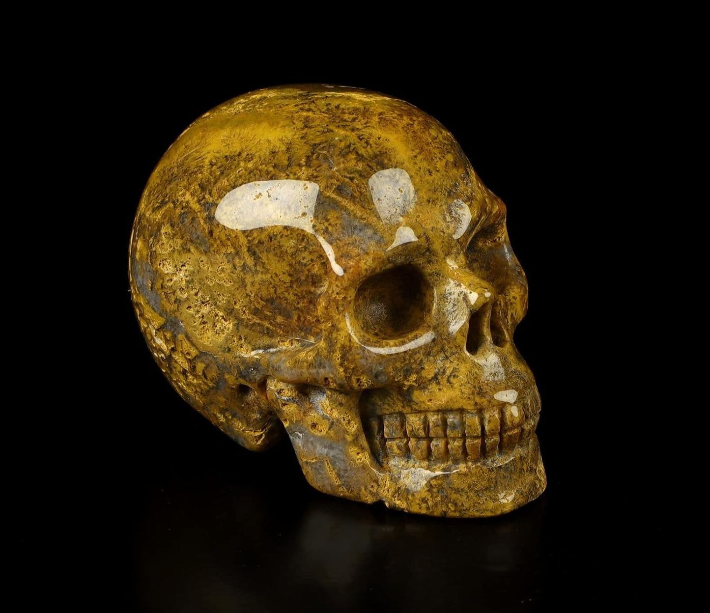 Skullis 2.0” Ocean Jasper Crystal Skull, Hand Carved Gemstone Fine Art Sculpture, Reiki Healing Stone Statue.1410