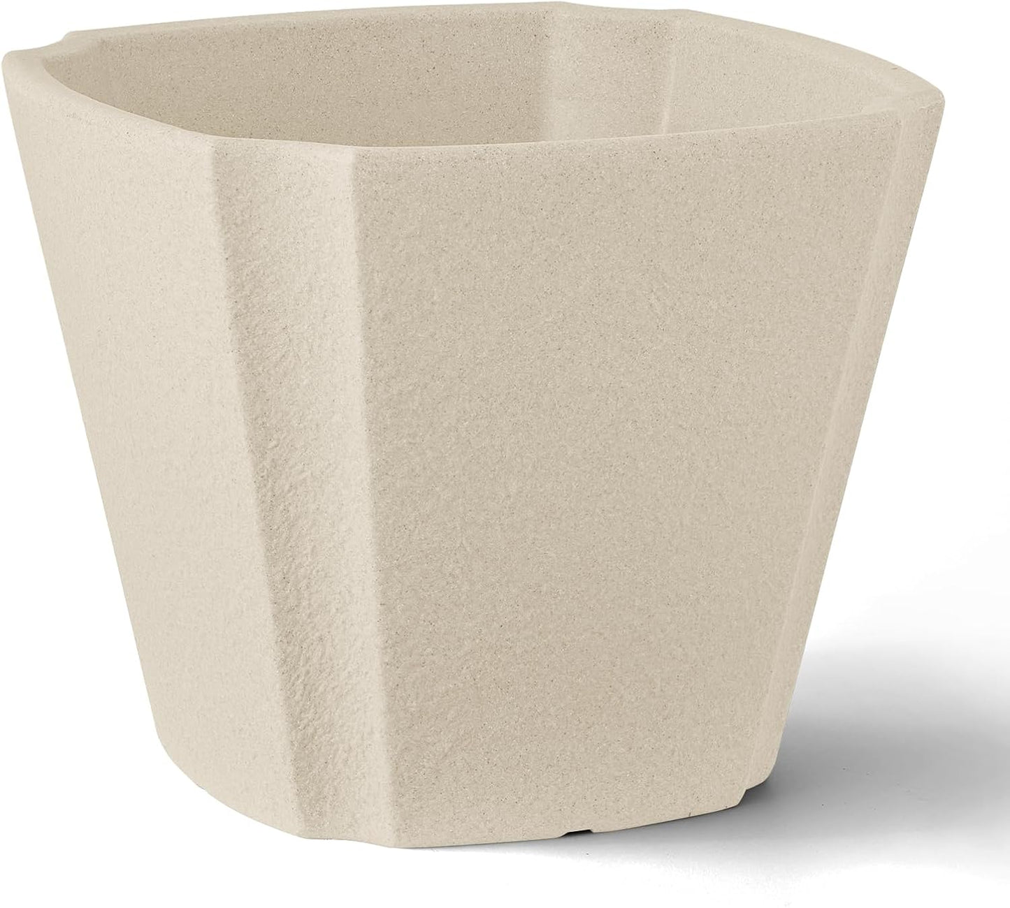 ARBORA 16" Monaco Square Polyresin Indoor and Outdoor Planter with Classic Cream Finish - Durable, Weatherproof, Lightweight, Large Plant Pot for Patio, Garden, Deck, Entryway