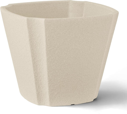 ARBORA 16" Monaco Square Polyresin Indoor and Outdoor Planter with Classic Cream Finish - Durable, Weatherproof, Lightweight, Large Plant Pot for Patio, Garden, Deck, Entryway