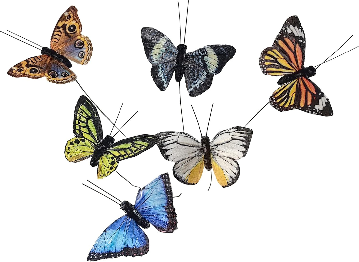 Berfutall-Artificial Feather 3D Butterfly Party Decorations Set of 12 with Wire 12 Color Ornaments for Christmas Tree(B)…