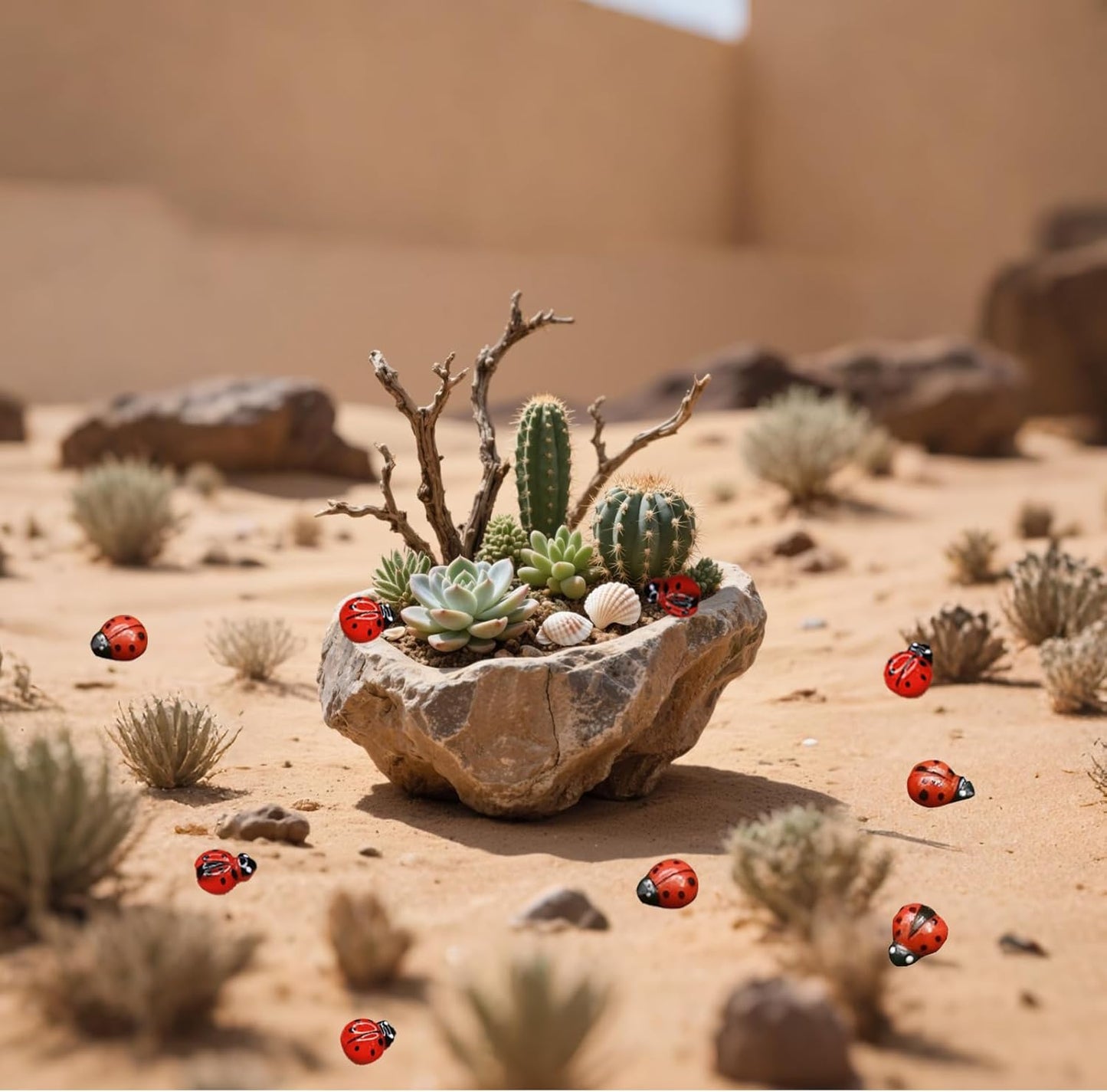 150PCS Mini Luminous Ladybug Miniature Figurines,Glow in Dark Resin Animals Ladybug Figures Fairy Garden Decor,for DIY Craft Cloth Cake Topperr and Creative Play