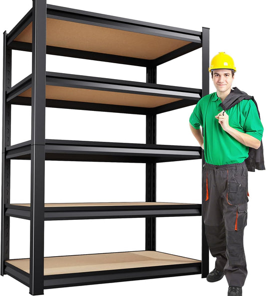 72”H Garage Shelving 5 Tier Storage Shelves Adjustable Garage Storage Shelves Wood Shelf 2000LBS Heavy Duty Industrial Shelving Unit Utility Shelf Wood Storage Rack,35.4''W×15.7''D×72''H