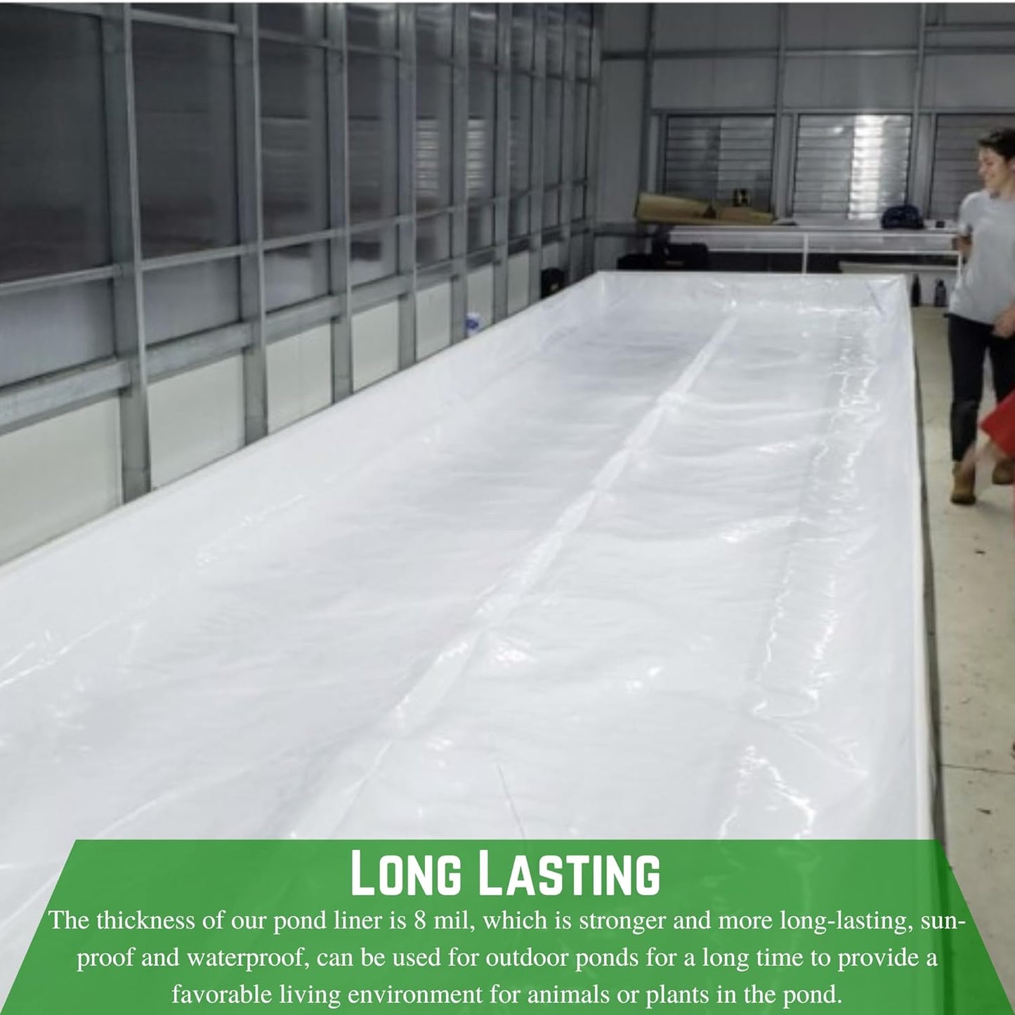 Farm Plastic Supply - 8 Mil Black/White Pond Liner - 8 Mil Fish Pond Liner, Pond Liners for Outdoor Ponds, Koi Ponds, Garden Fountain, Waterfall, Containment Liner (24' x 25')