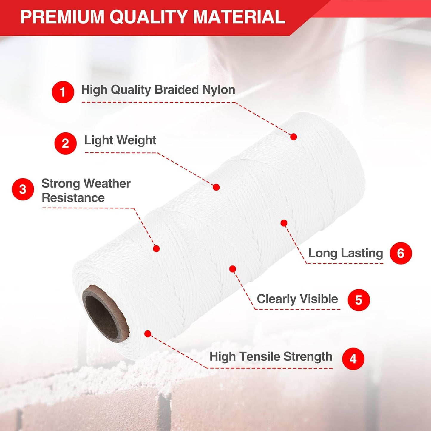 Goldblatt Mason Line, 500 Feet #18 Braided Nylon String, Perfect for Gardening or Masonry