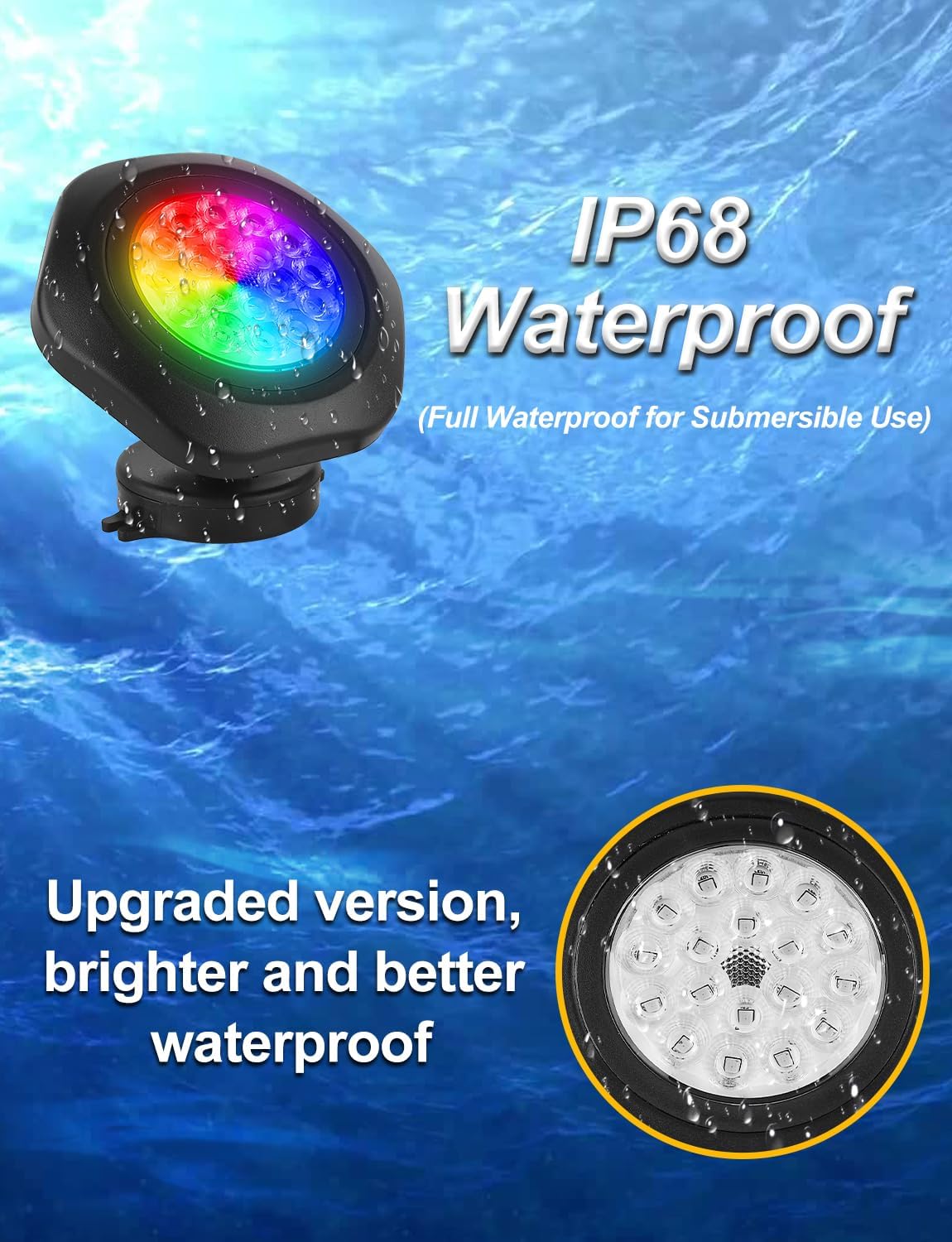 RGB Underwater Pond Lights, Super Bright 18 LED Submersible Fountain Lights Color Changing Spotlights, Bluetooth APP Control IP68 Waterproof for Fish Aquarium Tank Garden Yard Pool(Set of 10)
