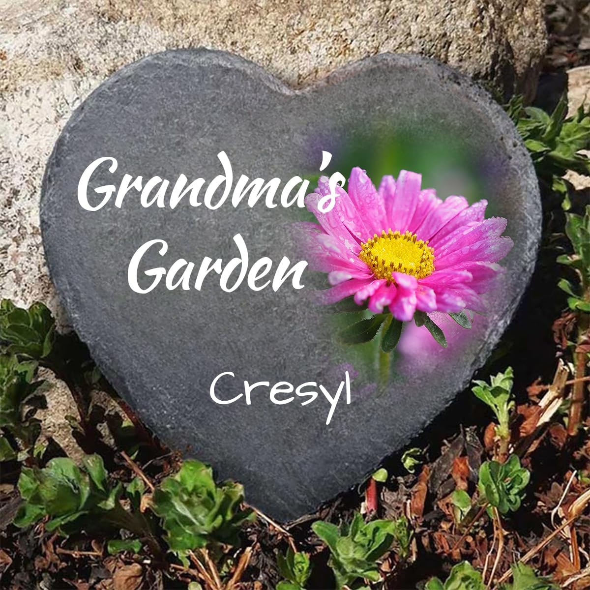 Custom Photo Garden Stones Personalize with Any Message and Pattern, Desgin Heart Shaped Memorial Stones Welcome Stones 6x6 for Housewarming,Memorial Gifts and Special Day Gifts