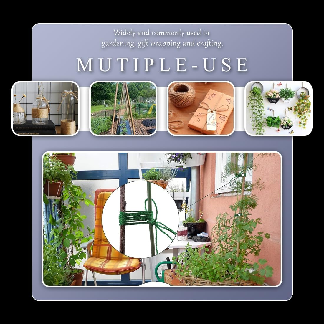 PerkHomy Garden Twine Strong Natural Jute 400 Feet Long Brown Twine for Gardening Tomato Climbing Plant Tie Floristry Crafts Gift Wrapping Packing Decor (Brown 2mm * 400feet)