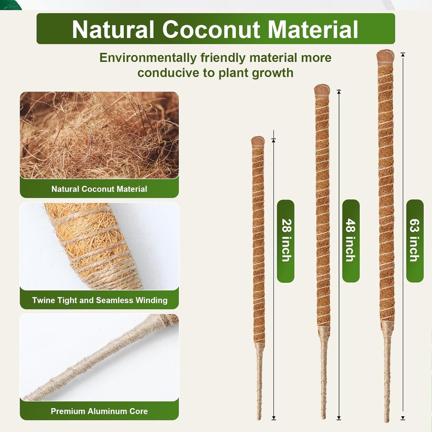 2 Pack 28'' Bendable Moss Pole Monstera Plant Support for Indoor Climbing Plants, Tall Plant Stick Support Stake for Potted Plants, Pothos, Philodendron