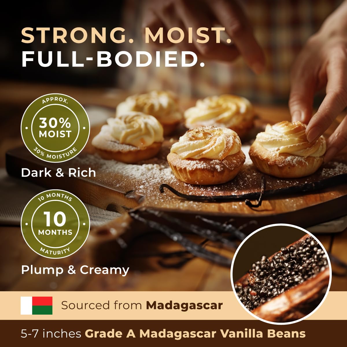 Gya Labs 50 Madagascar Vanilla Beans for Making Vanilla Extract, Baking - Grade A - 5-7 Inches (12 to 15 CM) long, Caviar Rich, Flavorful Fresh Pods