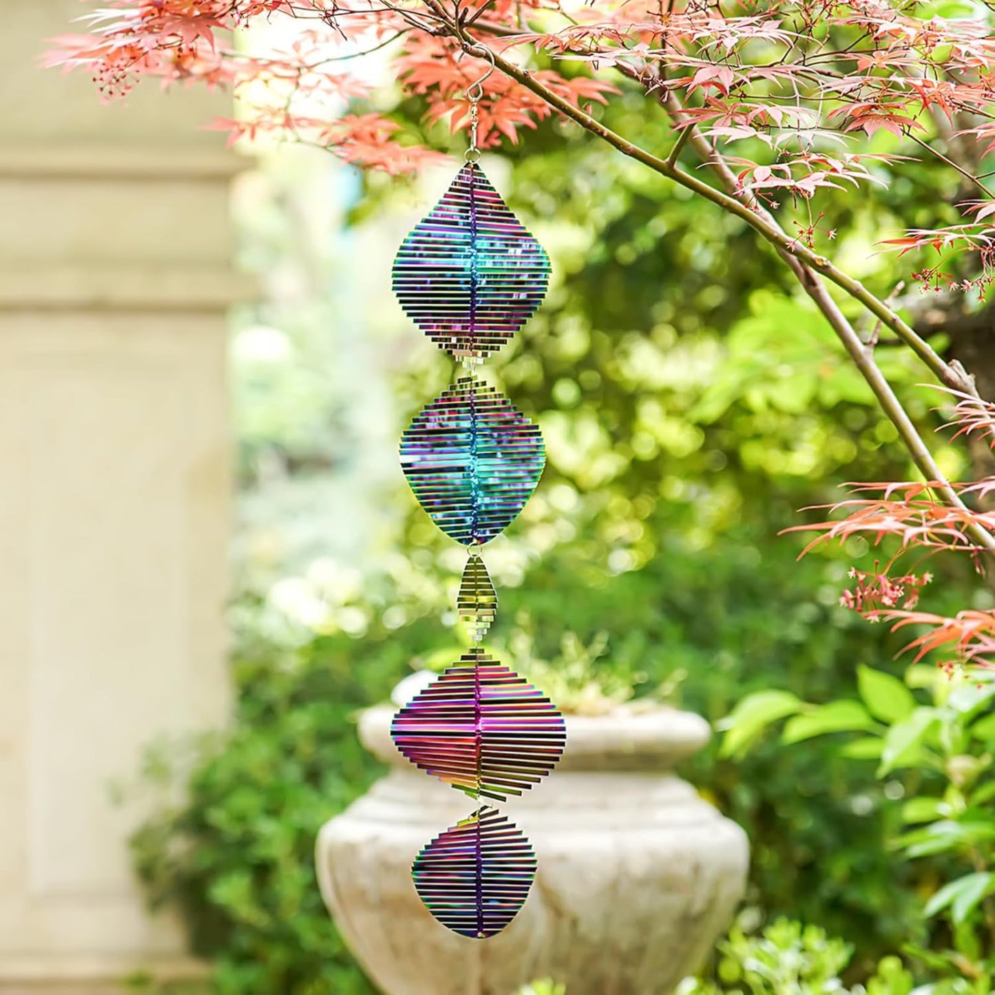 Wind Spinners Outdoor, 3D Helix Whirl, Gradient Multicolor, 24 inches Stainless Steel Metal, Hanging Wind Spinners, Garden, Yard Décor, Outside, Gifts for Women Mom Wife