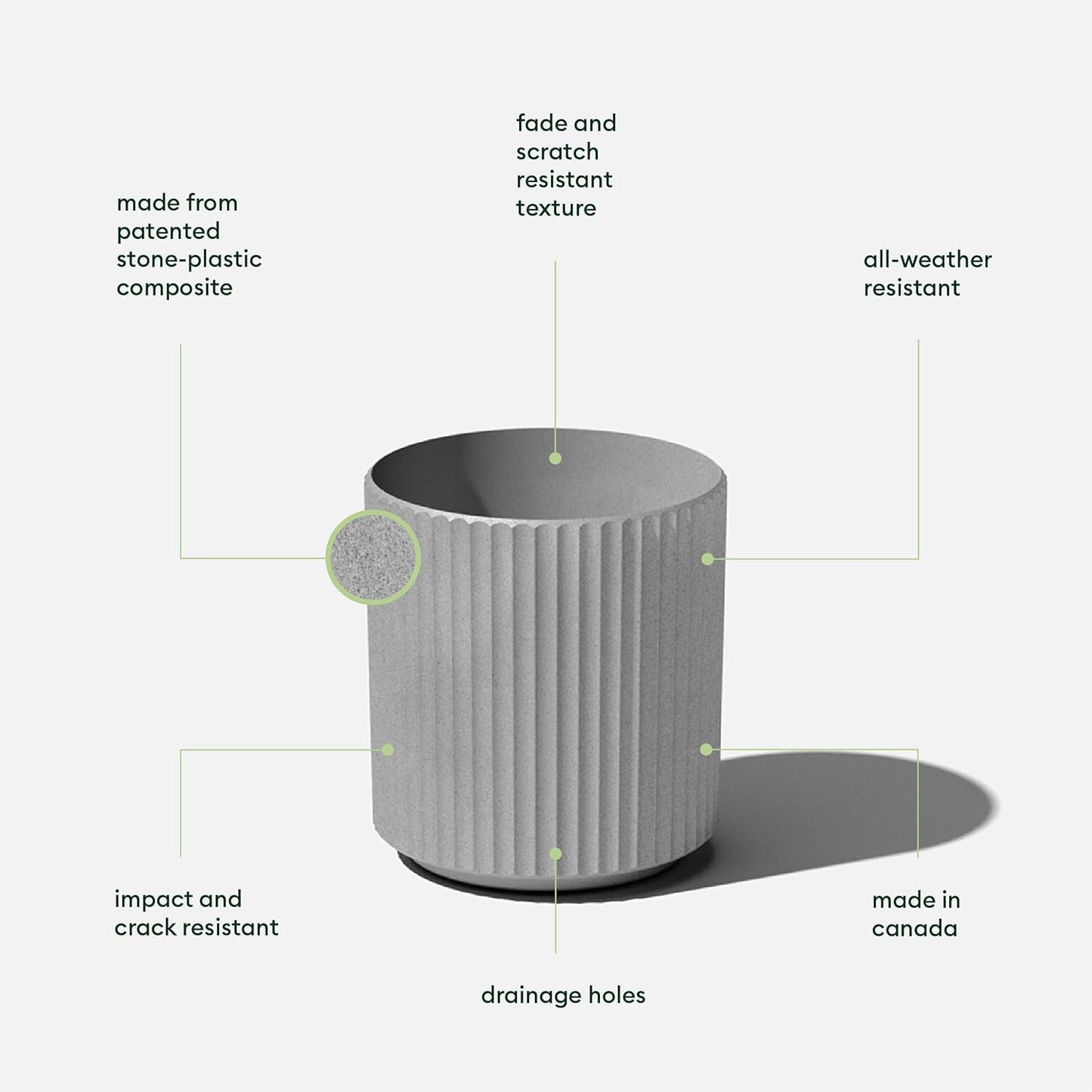 Veradek Demi Series Round Planter for Porch, Patio, Backyard | Durable Plastic-Stone Composite Material | Modern Décor for Tall Plants, Flowers