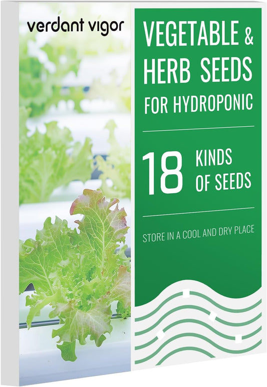 18 Varieties Herb & Vegetable Seeds for Hydroponic, 13000+ Seeds for Indoor Outdoor Garden Planting Home Veggie Herb, Heirloom Non-GMO Culinary Collection Gift Pack