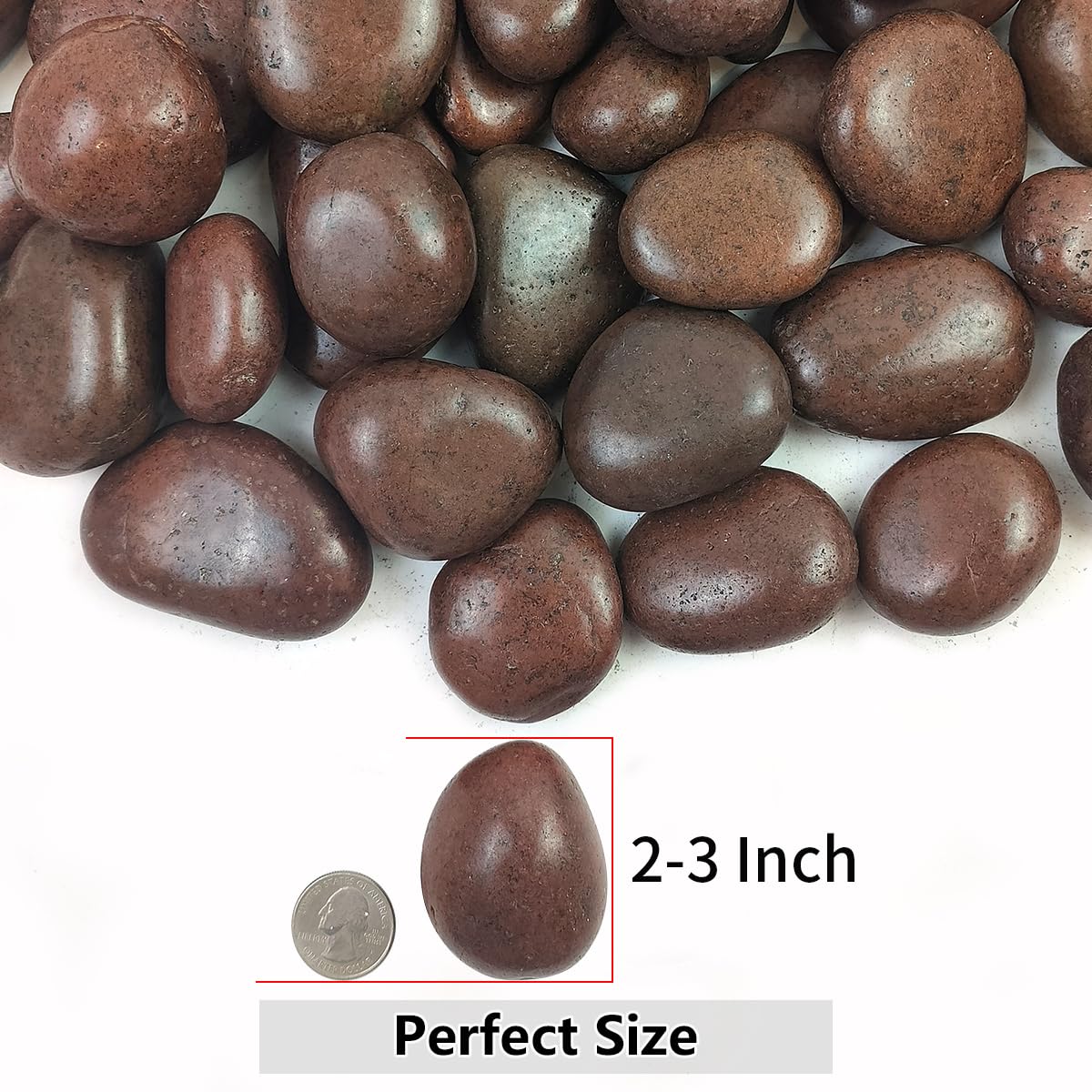 40lbs Red River Rocks for Landscaping, 2-3 Inch Natural Pebbles for Indoor Plants, High Polished Decorative Stones Garden Outdoor and Indoor DIY Vase Filler Fish Tank Aquariums