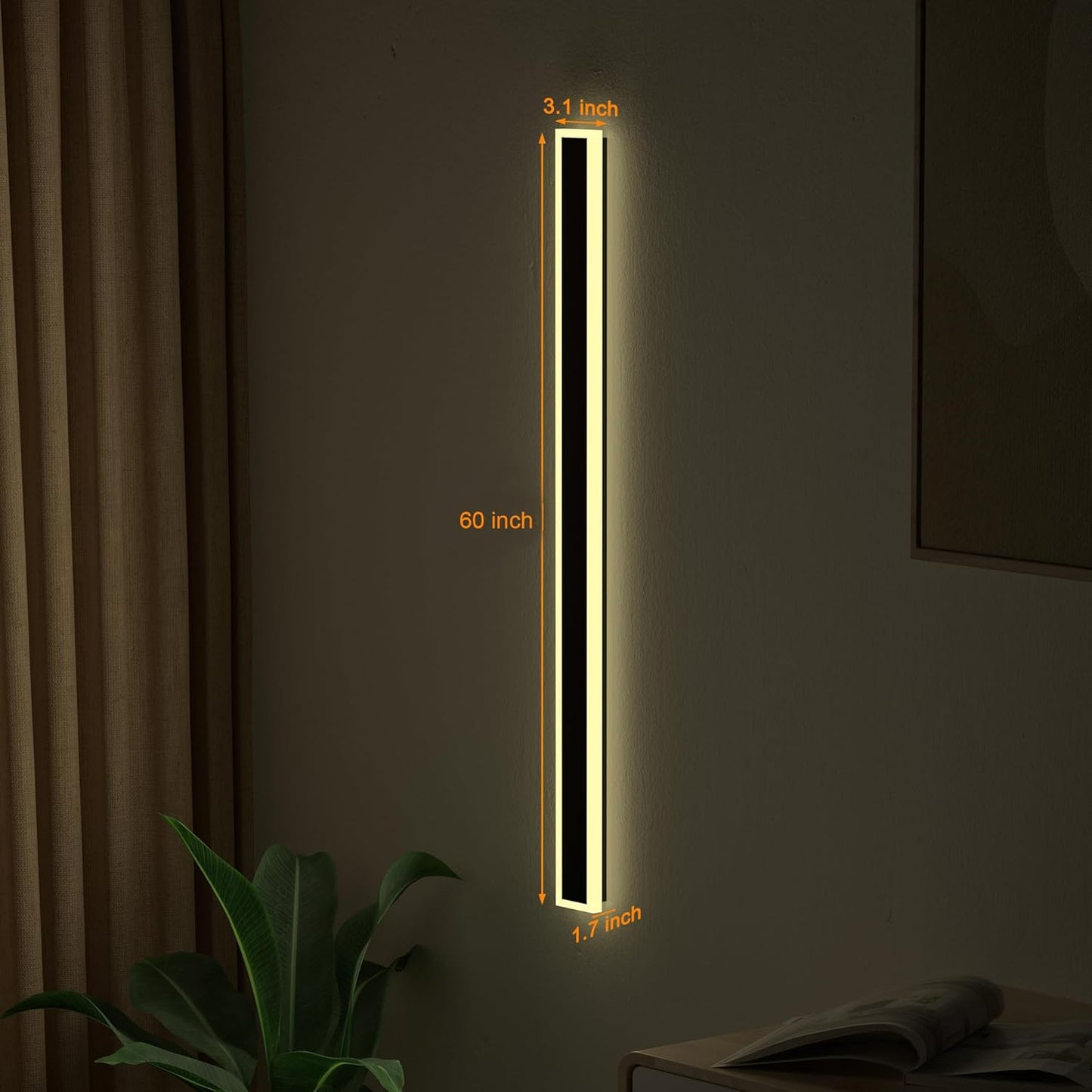 Modern Outdoor Wall Lights, 2 Pack Long Wall Sconce, Lighting Fixtures Long Wall Light 24w Waterproof Ip65 Black Exterior Sconce Led Linear Light for Garage, Patio (2pack-black, 31.5inch)