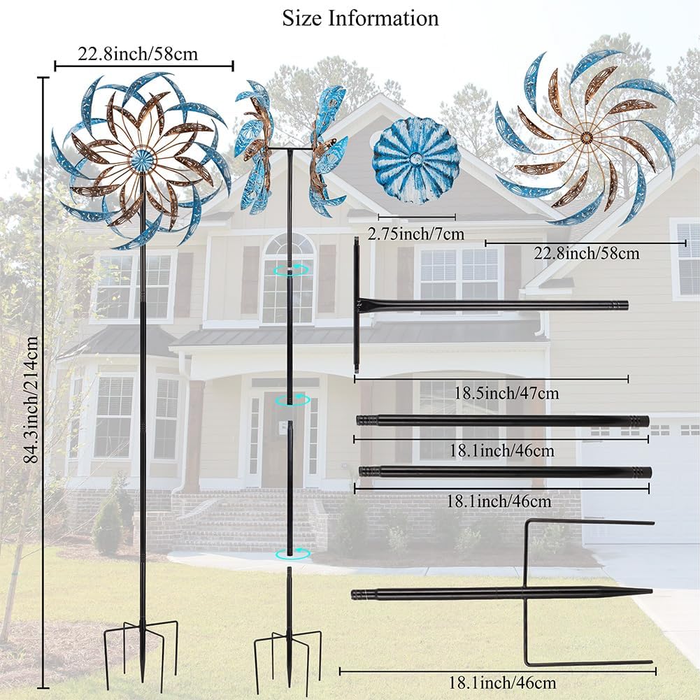 Stargarden Large Wind Spinners Outdoor, 23 Inch Kinetic Wind Spinner, Hollow-Out Metal Wind Sculptures & Spinners, Double-Side Windmill for Patio, Lawn, Garden Decor