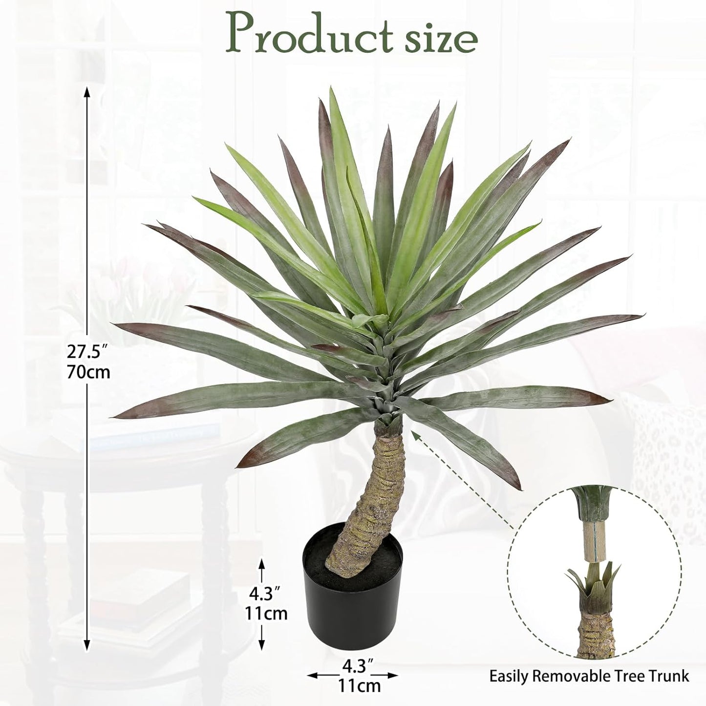 Briful Large Agave Plants Artificial 27.5in Tall Fake Potted Agave Plant Indoor Faux Succulent Tropical Plants for Home Office Room Balcony Garden Outdoor Decor