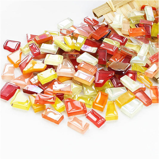 1.1lb Irregular Crystal Mosaic Tiles,Small Mosaic Tile DIY Hobbies Children Handmade Crystal Craft for Crafts Bulk DIY Picture Frames Handmade Jewelry Coaster (Red Series)