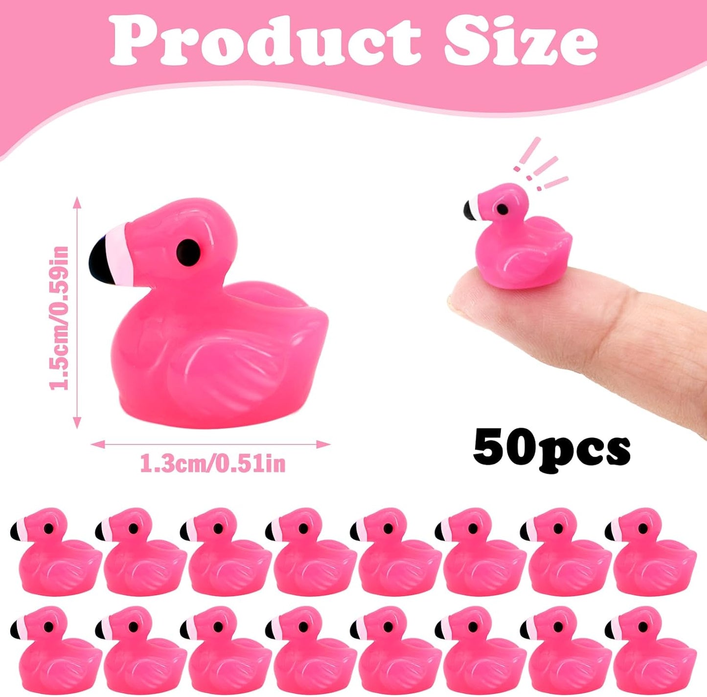 50pcs Mini Resin Flamingo Ducks, Tiny Flamingo Figurines to Hide, Miniature Pink Flamingos Decor for Dollhouse Micro Fairy Garden Landscape DIY Craft