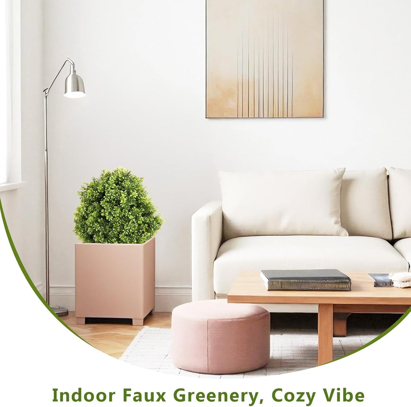 27“ Realistic Artificial Boxwood Topiary Trees Set of 2, Faux Boxwood Plants Outdoor UV-Resistant, No Maintenance Curb Appeal Fake Evergreen Bushes & Shrubs for Front Porch Outside Planter Decor