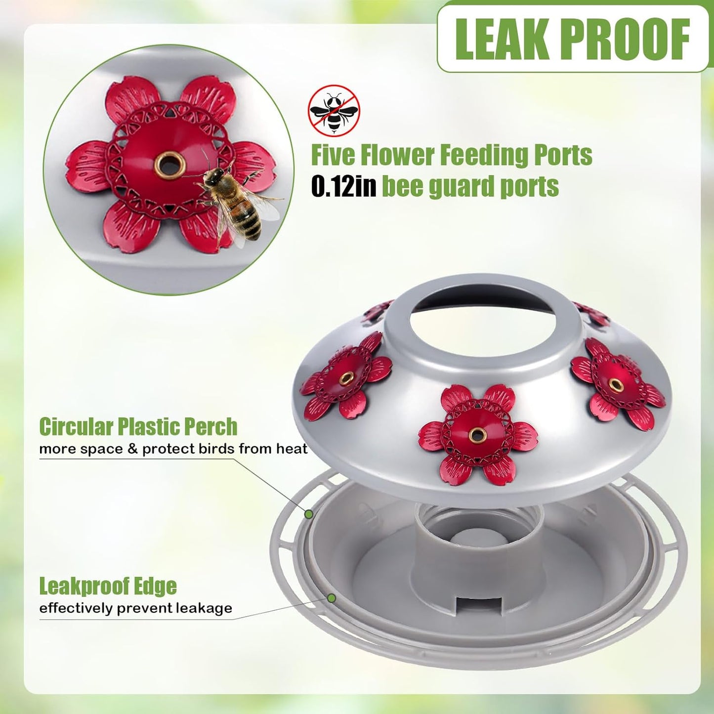 BOLITE Hummingbird Feeder, Hand Blown Glass Hummingbird Feeders for Outdoors Hanging, with Ant Moat and 5 Feeding Ports, 22 Ounces, Peony Flower Shape, Purple, Gifts for Women Men, Gifts for Mom Dad